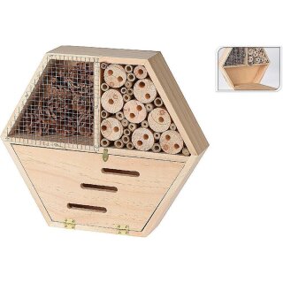 Insektenhotel Bienenhotel 6-eckig 30x26x6,5cm natur