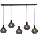 Pendelleuchte Porto 5-flammig Glas Schwarz-Transparent 130x24cm