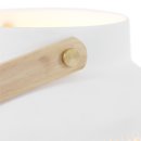 Steinhauer Tischleuchte Porcelain 1-flammig Weiß mit Holz 14x14cm