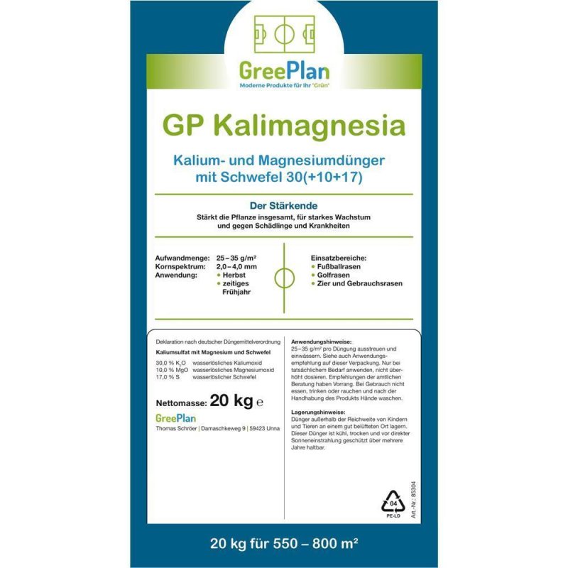 GP Kalimagnesium Kalidnger mit Magnesium 20kg Sack 500-1000 m K Mg  S-Dnger 30(+10) 17 - pondeo.de,  49,24