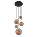 Steinhauer Pendelleuchte Bollique 5-flammig Bernstein 60x60cm