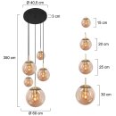Steinhauer Pendelleuchte Bollique 5-flammig Bernstein 60x60cm
