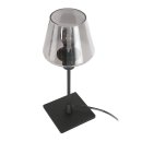 Steinhauer Tischleuchte Ancilla 1-flammig Mattschwarz mit dunklem Glas 13,5x13,5cm