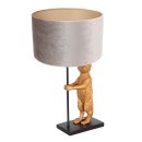 Steinhauer Tischleuchte Animaux 1-flammig Mattschwarz mit goldenen Details und grauen Schirm 30x30cm