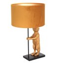 Steinhauer Tischleuchte Animaux 1-flammig Mattschwarz mit goldenen Details und goldenen Schirm 30x30cm