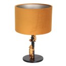 Steinhauer Tischleuchte Animaux 1-flammig Mattschwarz mit goldenen Details und goldenen Schirm 20x20cm