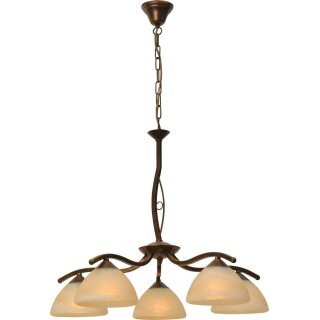 masterlight Pendelleuchte Bolzano 5-flammig Alabasterglas amber Ø63cm