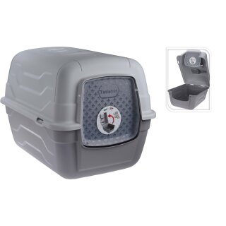 Katzenklo Katzentoilette mit Deckel und Klappe 52x40x40cm Katzen-WC anthrazit-grau