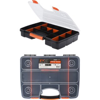 Sortimentskasten Organizer Schraubenmagazin Werkzeugkasten Angelkoffer schwarz/orange Werkzeugkiste Werkzeugbox Werkzeugkoffer Kunststoffkiste 38x29x6cm