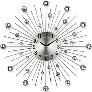 Moderne Designer Quartz Wanduhr gerade silber 50cm