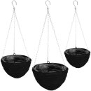Blumenampel 3er Set schwarz Hängeampel...