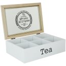 Teebox 9 Fächer Holz weiß Teekiste Teebeutelbox Tee Teebeutelkiste Teekasten