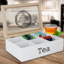 Teebox 9 Fächer Holz weiß Teekiste Teebeutelbox Tee Teebeutelkiste Teekasten