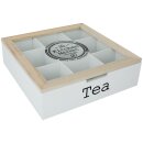 Teebox 9 Fächer Holz weiß Teekiste Teebeutelbox Tee Teebeutelkiste Teekasten