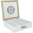 Teebox 9 Fächer Holz weiß Teekiste Teebeutelbox Tee Teebeutelkiste Teekasten
