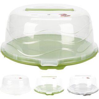 Tortenhaube weiß/grün/grau 33x16cm Kuchenbox Kuchenhaube Tortenbehälter Kuchenbehälter Tortenglocke