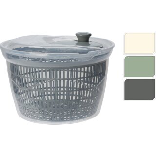 Salatschleuder weiß/grün/grau 5l Salattrockner mit Kurbelantrieb 25x16cm
