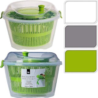 Salatschleuder 5l Salattrockner mit Kurbelantrieb weiß 25x16cm