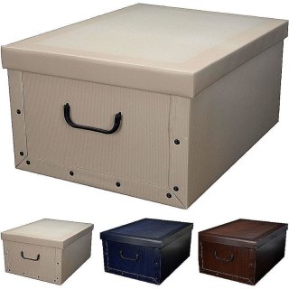 Aufbewahrungsbox Uni mit Deckel/Griff 51x37x24cm Allzweckkiste Pappbox Aufbewahrungskarton creme, mokka oder anthrazit