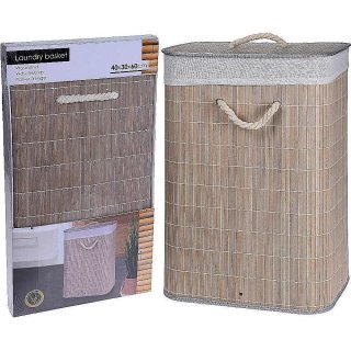 Wäschetonne Bambus natur 40x30x60cm Wäschekorb Wäschesammler Laundry