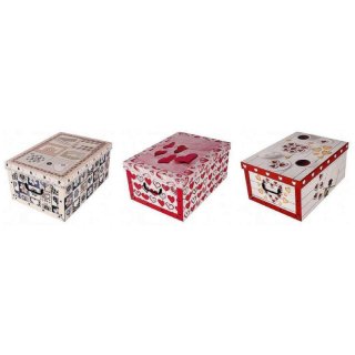 Aufbewahrungsbox Maxi Love rot, wei&szlig;, rosa mit Deckel/Griff 51x37x24cm Allzweckkiste Pappbox Aufbewahrungskarton Geschenkbox