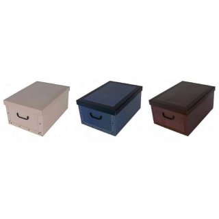 Aufbewahrungsbox Midi Uni creme, bordeaux, blau mit Deckel/Griff 37x30x16cm Allzweckkiste Pappbox Aufbewahrungskarton Geschenkbox