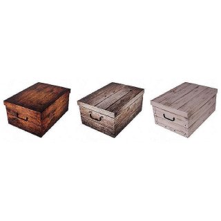 Aufbewahrungsbox Midi Wood grau, weiß,braun mit Deckel/Griff 37x30x16cm Allzweckkiste Pappbox Aufbewahrungskarton Geschenkbox