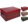 Aufbewahrungsbox Mini Tartan Karo beige, rot, gr&uuml;n mit Deckel/Griff 33x25x16cm Allzweckkiste Pappbox Aufbewahrungskarton Geschenkbox