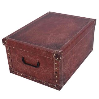 Aufbewahrungsbox Maxi Leather rot mit Deckel/Griff 51x37x24cm Allzweckkiste Pappbox Aufbewahrungskarton Geschenkbox