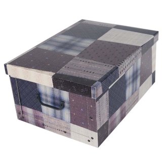 Aufbewahrungsbox Maxi Patchwork Classic mit Deckel/Griff 51x37x24cm Allzweckkiste Pappbox Aufbewahrungskarton Geschenkbox