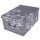 Aufbewahrungsbox Midi Flower grau mit Deckel/Griff 37x30x16cm Allzweckkiste Pappbox Aufbewahrungskarton Geschenkbox