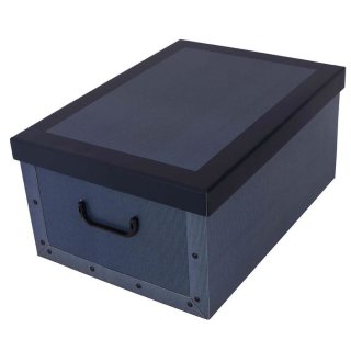 Aufbewahrungsbox Midi Uni blau mit Deckel/Griff 37x30x16cm Allzweckkiste Pappbox Aufbewahrungskarton Geschenkbox