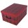 Aufbewahrungsbox Mini Tartan Karo rot mit Deckel/Griff 33x25x16cm Allzweckkiste Pappbox Aufbewahrungskarton Geschenkbox